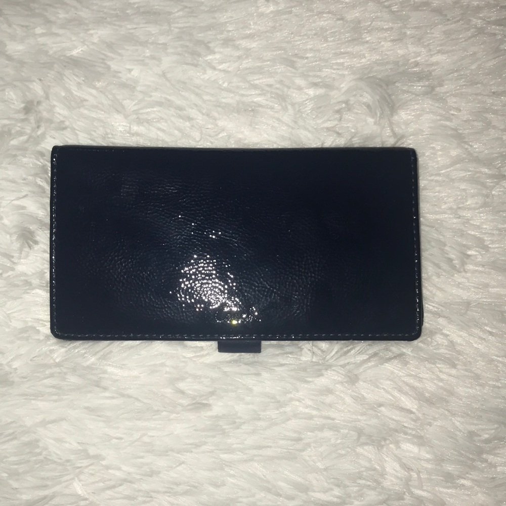 Navy Blue Coach Check Book Holder